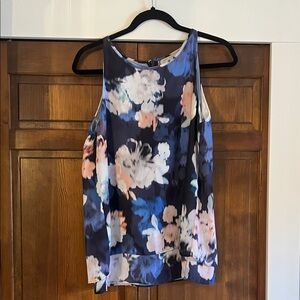 Saint Tropez West Navy Floral Sleeveless Cold-Shoulder Camisole